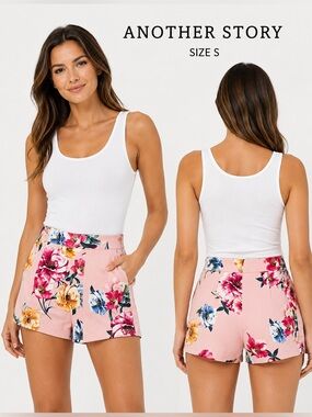 ANOTHER STORY Floral Pink Women's casual summer vacation resort  Shorts/size S